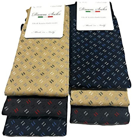 DREAM SOCKS Calze LUNGHE da Uomo in Cotone Filo Di Scozia Elasticizzate,Molto Leggere,Colorate-Disegnate-Tinta Unita,Made In Italy (43-46, 6 X Set. EASY LIFE)