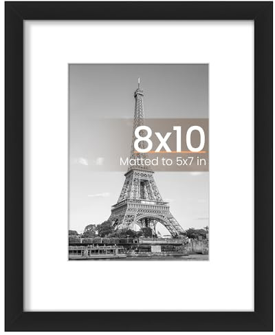 upsimples 8x10 Picture Frame, Display Pictures 5x7 with Mat or 8x10 Without Mat, Wall Hanging Photo Frame, Black, 1 Pack