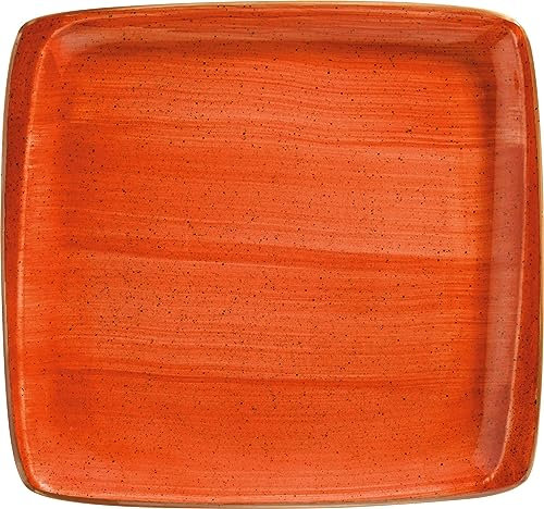 Lot de 2 assiettes de service rectangulaires en porcelaine, orange, crème Bonna Aura Terracotta Moove 32 x 30 cm