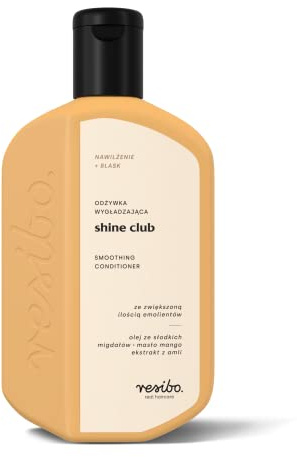 resibo. Shine Club Smoothing Spülung - Feuchtigkeitsspendend Nährt Stärkt das Haar | Süßmandelöl Mango und Shea Butter | Natürlich | Alle Haartypen | Paraben und SLS-frei | 250 ml