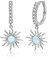 Qings Sun Huggie Creolen 925 Sterling Silber Sun Hypoallergen Creolen mit Kubikzirkon Opal Sun Schmuck Geschenk für Frauen Mädchen Geburtstag