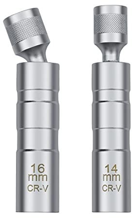 KINGOZOYI 14/16mm Chiave Candela, Presa per Candela Strumento di Rimozione, Candela a 12 Angoli, Universale Magnetica Chiavi Candelette, Usato per Rimuovere Le Candele Dell'auto