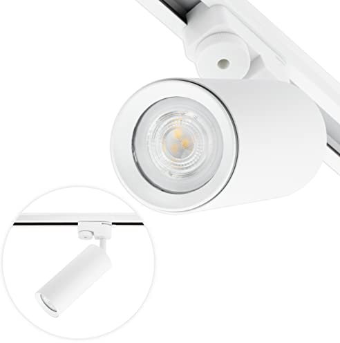 LUMILED 1-Phasen-Strahler Spotlampe Deckenleuchte Schienenstrahler Deckenspot | Schienensystem Spot Spotlight drehbar rund weiß | GU10 Fassung 230V max. 30W | 360° 90° verstellbar Aluminium