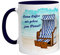 Tasse mit Spruch Komm Kaffee wir gehen - Kaffeetasse Strandkorb Geschenk - Spülmaschinenfest (Dunkelblau)