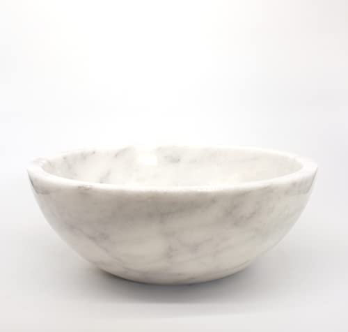 Lavabo de salle de bain en marbre blanc fait à la main, bol en marbre de Carrare, évier de vestiaire, marbre en pierre naturelle, récipient – Blanc