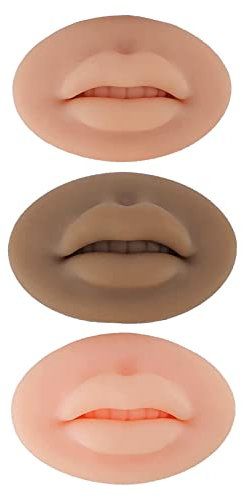 3Pcs Lippen Tattoo, 3D Silikon Lippen für Make-up Praxis, Weiche Silikon falsche Lippen übungshaut tattoo Ausbildung für Permanent Makeup Tattoo Praxis