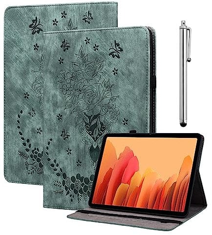 KEDBBAO Hülle für Samsung Galaxy Tab A7 10.4 2022/2020 SM-T500 T505 T507, Multi-Winkel Schutzhülle PU Leder mit Stifthalter und Auto Schlaf/Wach Kompatibel mit Samsung Tab A7 Hülle, Grün