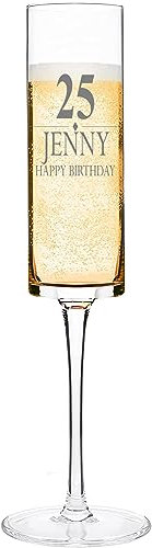 ukgiftstoreonline Modern & Elegant Personalised Tall Birthday Champagne Prosecco Glass Gift for Her 18th, 21st, 30th, 40th, 50th
