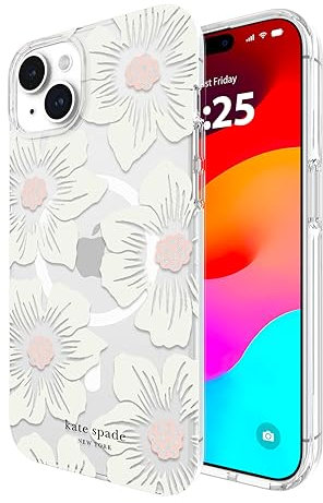 Kate Spade New York iPhone 15 Plus Case, Compatible with MagSafe - Hollyhock Cream