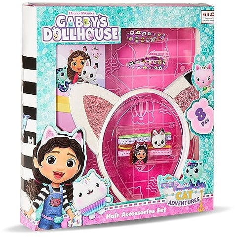 Gabby's Dollhouse - Gabby chat et la maison magique - Kit Accessoires Cheveux - Serre tete Oreille de chat enfant - Accessoire - Déguisement - Idée Coffret Cadeau Fille
