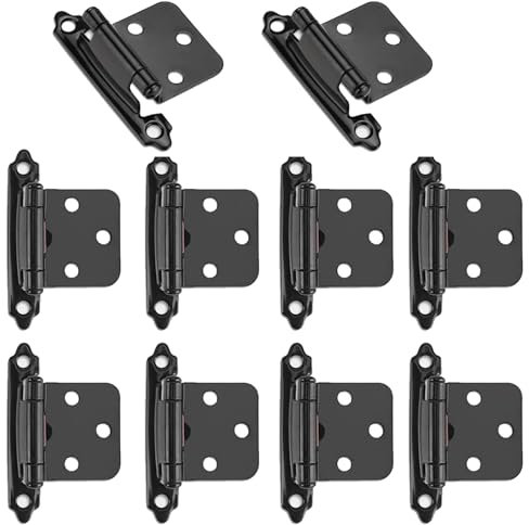 Gasea 10 Pieces Self Closing Hinges, Overlay Flush Cabinet Hinge, Inset Hinges for Kitchen Cabinet Doors