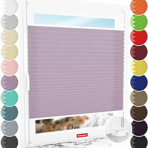 Schuette® Plissee ohne Bohren ● Premium Kollektion: Plum Charm (Lila) ● 75x120cm (Breite x Höhe) ● Suprafix Faltrollo X Klemmfix Rollo ● Blitzschnelle Montage inkl. Video