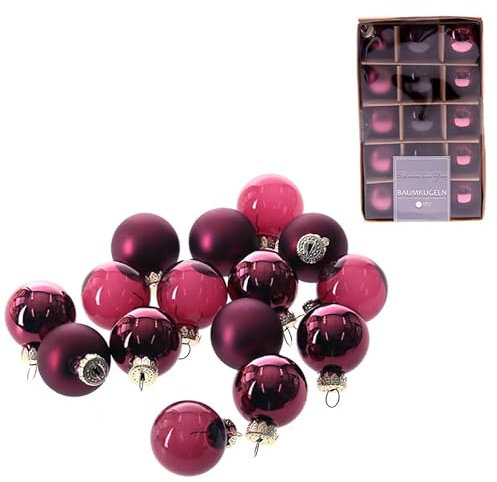 Annastore 15 x Mini Baumkugeln aus Glas Ø 3 cm zum Hängen - Baumschmuck Glas - Kleine Christbaumkugeln - Kleine Weihnachtskugeln aus Glas (Burgund - Ø 3 cm)