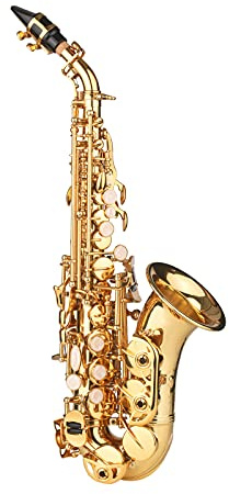 YIWENG Saxofón Soprano BB Saxofón de latón Lacado en Oro con Estuche para Instrumentos Boquilla Correa para el Cuello Paño de Limpieza Cepillo para músicos Principiantes,saxófono