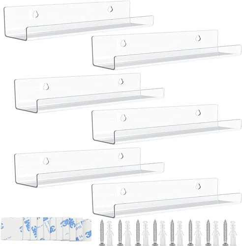 Angaekkot 6 unidades de soportes de pared para discos de vinilo, estante de pared para discos de vinilo, estante de acrílico para discos de vinilo, soporte de pared transparente para placas de