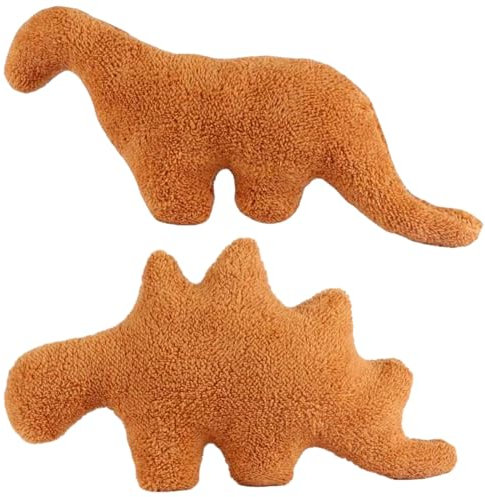 2 Stück Dino Chicken Nugget Plüsch Set, Dino Nugget Kissen, Stofftier Plüschtiere Puppe, Dino Chicken Nugget Plüschtier für Kinder, Zimmerdekoration(Stegosaurus, Brontosauru)