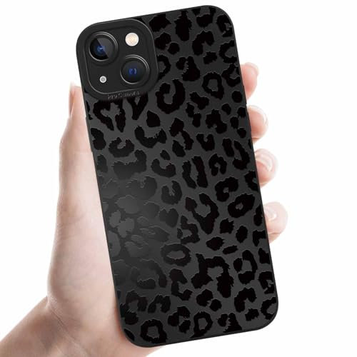 Coalbooliy Handyhülle für iPhone 14 hülle 6,1'', Aesthetic Leopard Leoparden Muster Design Schwarz Weiche TPU Silikon Stoßfest Kameraschutz Schutzhülle Bumper Ultra Dünn Mädchen Case, 04