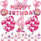 Prinzessin Deko Set für Mädchen 4 Jahre - 38 Stück Barbi Geburtstag Thema Mit Luftballon Rosa, Tortendeko, Happy Birthday Banner - Party Dekoration