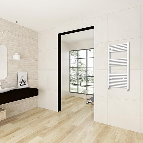 Acezanble Scala Asciugamani Scaldasalviette Termosifone ad Acqua Calda Radiatore 1200x500mm interasse 45cm Attacchi da 1/2 Bianco Fornito con Kit Montaggio