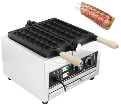 PJDDP Commercial Waffle Ball Maker, 1400W Nonstick Electric Bubble Skewer Waffle Ball Machine, Waffle Balls Iron Maker Popular Snack Equipment for Bakeries,Restaurants,Kiosks, Time & Temp Control