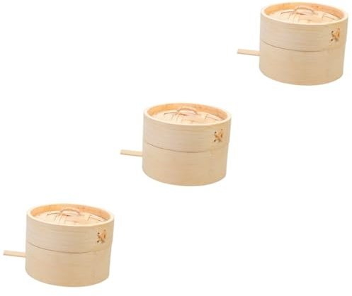 Garneck 3 Ensembles Grille Vapeur Ronde Accessoires De Cuisine Panier Vapeur Pour Raviolis Vapeur Asiatique Vapeur Pour Le Dessert Cuiseurs à Vapeur Style Chinois En Bois Boulette