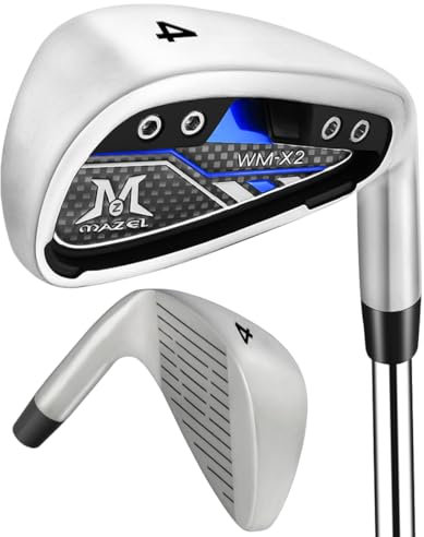 MAZEL Mens Golf Iron Club Single 1,2,3,4,7 Iron CNC Milled Face Steel Shaft Iron Golf (Silver RH, #4 Iron Single)