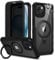 CENHUFO Compatible with iPhone 15 Case Built-in Privacy Screen Protector with Magnetic Ring Stand and Camera Lens Protector, Clear Back Cover for iPhone 15 Privacy Case -Black