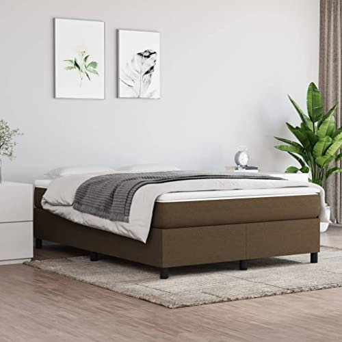 CIADAZ Boxspringbett Dunkelbraun 140x200 cm Stoff, Bett, Bettrahmen, Gästebett, Bed Frame, Jugendbett, Familienbett, Bett Gestell, Schlafzimmer Bett - 3120865DE
