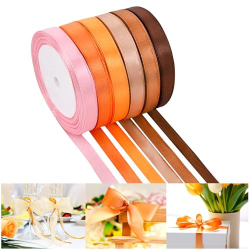 NACHLYNN 10mm x 22m Satinband Gelb Schleifenband Geschenkband Bänder zum Basteln für Verpackungsband Urlaubsdekoration Hochzeitsstrauß DIY Dekoration