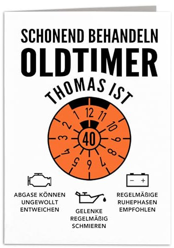 Geburtstagskarte 40. Geburtstag Oldtimer personalisiert lustige Grußkarte Karte Geburtstag Klappkarte Faltkarte mit Umschlag 10,5 x 14,8 cm