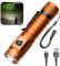 PIOOCAN S10Pro Torch 2500 Lumens，Led Torch Rechargeable Super Bright Small Flashlight，5 Modes Pocket Torch Magnetic Tactical Flashlight for Camping Hiking Outdoor Power Cut Emergency (Orange)