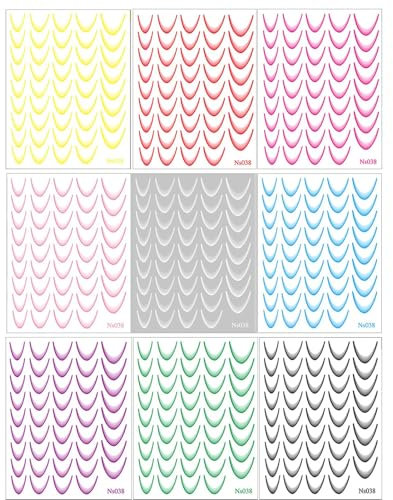 Adesivi Per French Unghie, 9 Pezzi French Sfumato Adesivi Unghie, Punte Francesi Adesivi per Unghie,Adesivi per French Manicure, Adesivi Per Unghie Con Punta Francese