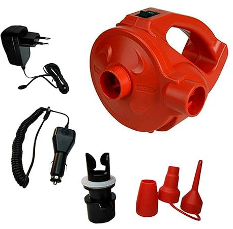 KICHOUSE Batterie Aufladbare Luftpumpe Schlauchbootpumpe Schiffs-wechselstrompumpe Elektrischer Luftkompressor Luftpumpe Für Boote Schlauchboote Luftpumpe Floß Pumpe Düse Rot Abs