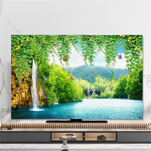 Hixingo Housse de Protection Télévision, Motif Forêt 3D Housse TV 32-80inch Housse de Télévision Élastique Housse Protection Écran Ordinateur Anti Poussière Respirant (65inch,Papillon)
