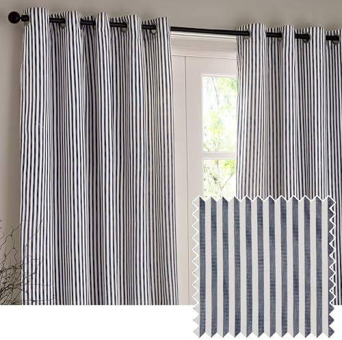 Yard Hebden Eyelet Curtain Pair (Navy, 117 x 183 cm)