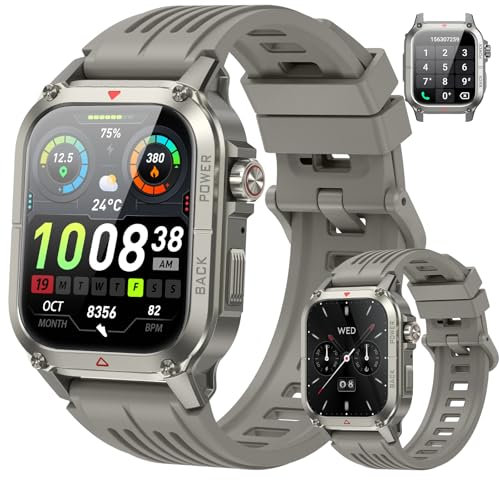 Montre Connectée Homme, 1.91 HD Militaire Smartwatch avec Cardiofrequencemetre/Podometre/Sommeil, 120+ Sportifs Smart Watch Homme avec Appel Bluetooth, Etanche IP68 Montre Homme pour Android/iOS