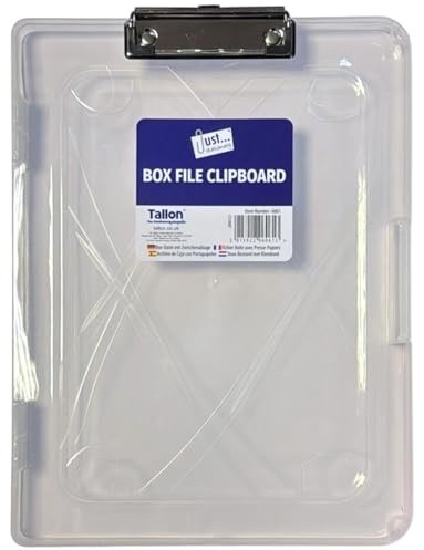 A4 Clipboard Box File with Storage – Transparent Waterproof Clipboard Case, Heavy Duty Plastic Writing Pad for Outdoor Office, Classrooms, and Jobsites (Clear)