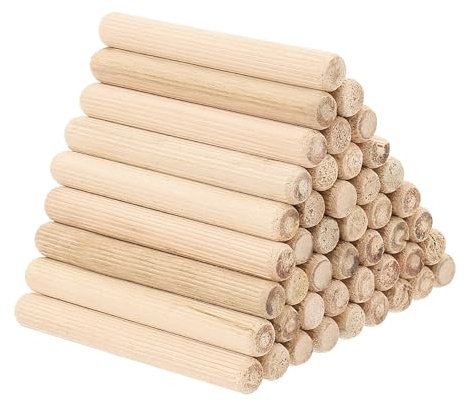 PATIKIL 50 Stück 12 x 100mm Holzdübel Set, Riffelholzdübel Holzstifte Dübel Set Gerillte Holzübelstifte Dübel Holz mit Rillen für Zimmerei Möbel Tür Kunsthandwerk Projekte
