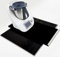 Tabla Deslizante Vinilada NEGRA LISA para Robot Cocinar Thermomix Monsieur Cuisine 60x30cm con borde de aluminio. Ruedas de goma, deslizamiento perfecto en encimera
