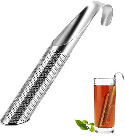 Tee-Ei – Edelstahl-Tee-Ei | Pfeifen-Teesieb | Sieb für Tee | Stab-Pfeifen-Sieb für lose Diffusorblätter, wiederverwendbar, lebensmittelecht, feinmaschig, steiler