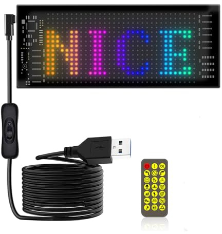 KIXZSAZ PU LED Car Sign LED Signs Car Sign Bluetooth with Remote Control for Cars Shop Bar Party Festival, 7 * 17.3cm