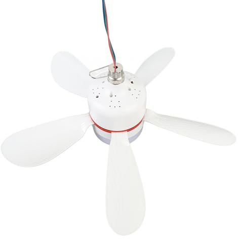 Stylebest Deckenventilator, Tragbarer Deckenventilator mit LED -Licht, DC 12V Abnehmbare Blades Camping -Zeltventilator mit Fernbedienung für das Innenfischen Im Freien 16,5 Zoll
