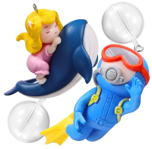 HOOTNEE 2 Stück Schwimmende Taucher PVC Deko fürs Aquarium mit Verblassungsresistenter Oberfläche Auffälligem Design als Desktop Dekoration für Teiche und Fischbecken