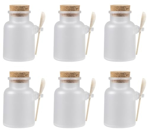 HAKIDZEL Badesalzflaschen Nachfüllbare Maskenpuder Dosen mit Korkverschluss 100g 6 Stück Leicht und Wiederverwendbar für Beauty Salons und Persönliche Pflege