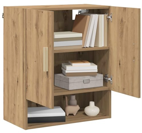 vidaXL Wandschrank Kunsthandwerk Eiche 60 x 31 x 70 cm Holzwerkstoff, Wohnzimmer, Rechteckig, Modern, Wandmontage, Verstellbare Regale, Zeitgemäße Deko, Platzsparende Lösungen, Fokussiert auf Design