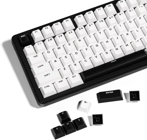 HITIME XVX Bow Double Shot PBT Keycaps Set 138 Keys, Cherry Profile Custom Keycap 60 65 75 100 Percent for 61/64/68/84/87/100/104/108 Mechanical Gaming Keyboard, White