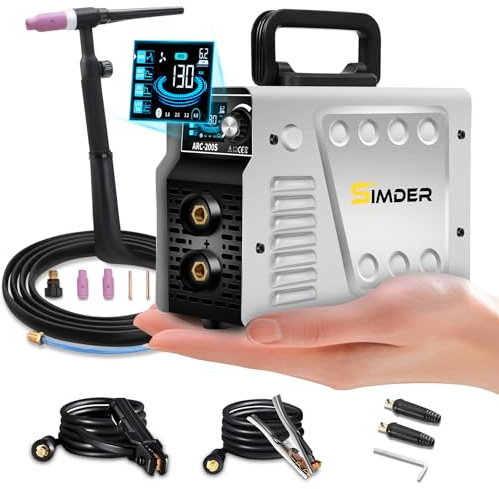 SSimder Elektrodenschweißgerät 130A mit TIG-Schweißbrenner(WP-17V) | Lift TIG Optional, IGBT Inverter, Hot Start Anti-Stick, Home DIY Auto Repair, 1.6-3.2mm Electrodes, CE Certified 230V