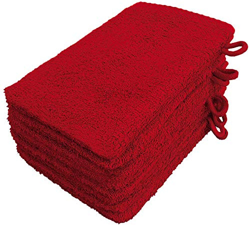 Lanudo Pure Line Waschlappen Waschhandschuh, 8er Set, Reine Frottier Baumwolle, 21 x 15 cm, Farbe Rot