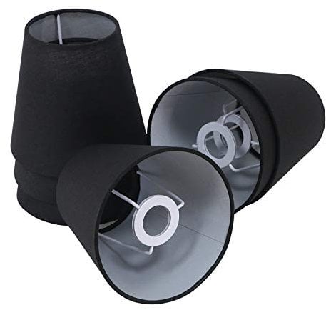 Eastlion Lampenschirm 6er Pack 5.5/Ø14cm E14 E27 Lampenschirm for Flachs Kerze Kronleuchter Wandleuchte Pendelleuchte Tischlampe,Schwarz