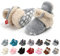 Stivali Invernali per Neonato Unisex Fondo Morbido Antiscivolo Stivali da Neve Bambino Cotone Piatto Pelliccia Calzino Bootie Regolabile (0-6 mesi, Grigio-Cachi)